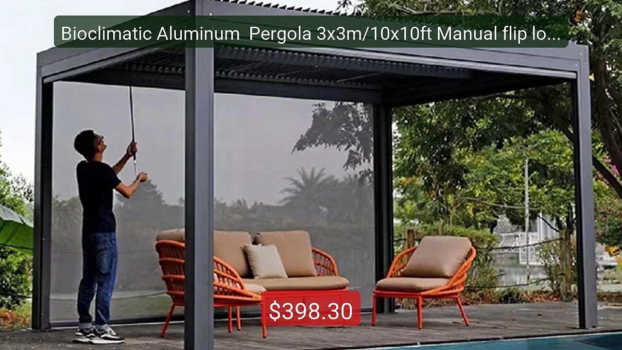 Bioclimatic Aluminum  Pergola 3x3m/10x10ft Manual flip louvere... -- Hot Deal 2026 | Limited Offer!
