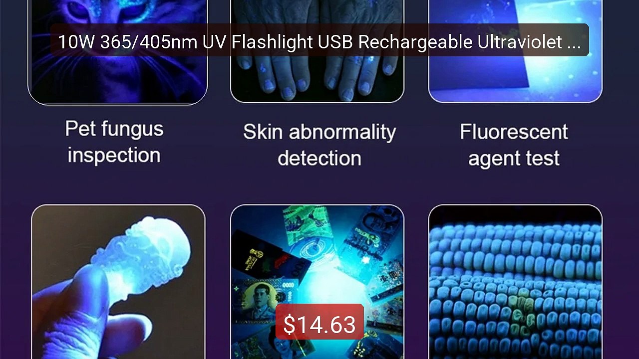 10W 365/405nm UV Flashlight USB Rechargeable Ultraviolet Blac... -- Amazing Value 2026 | Must Have!