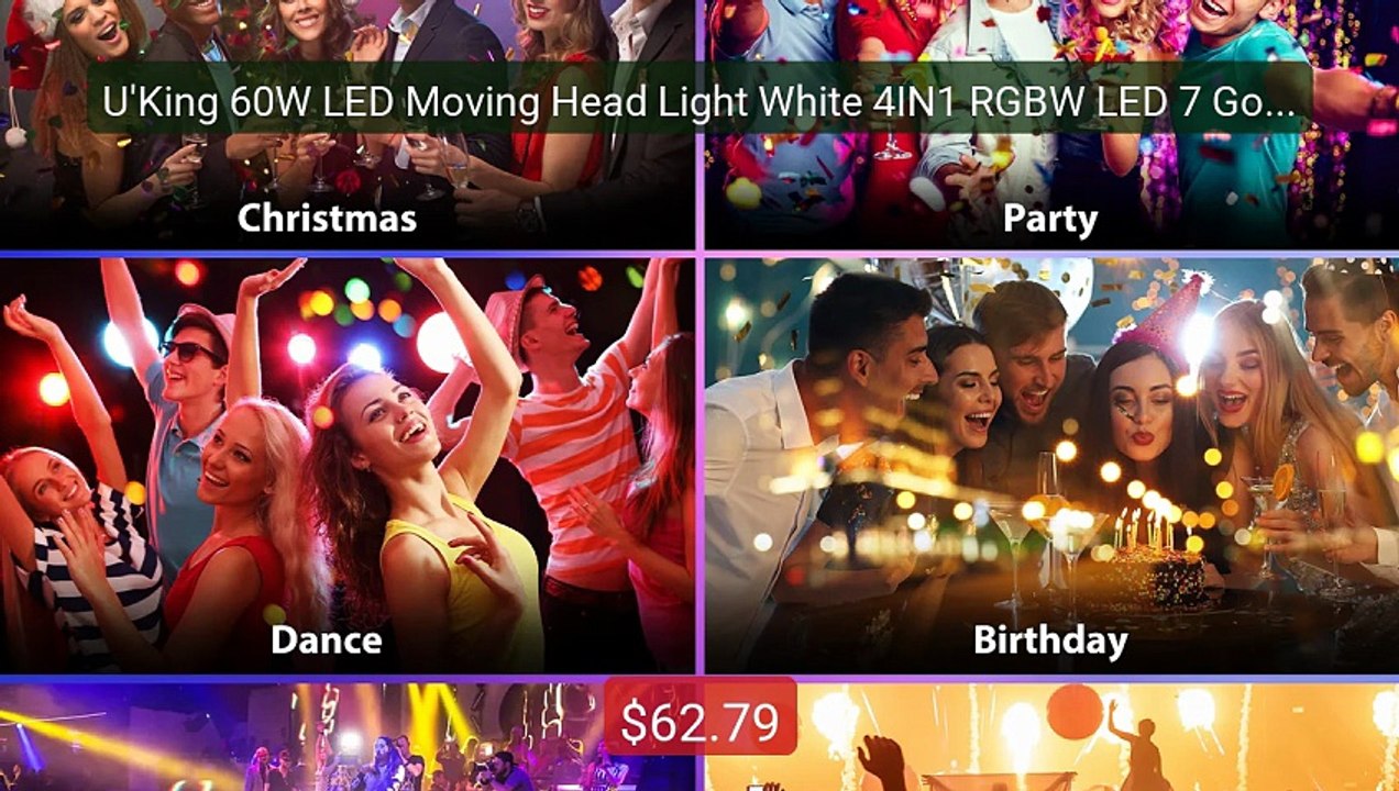 U'King 60W LED Moving Head Light White 4IN1 RGBW LED 7 Gobos B... -- Best Buy 2026 | Great Quality!