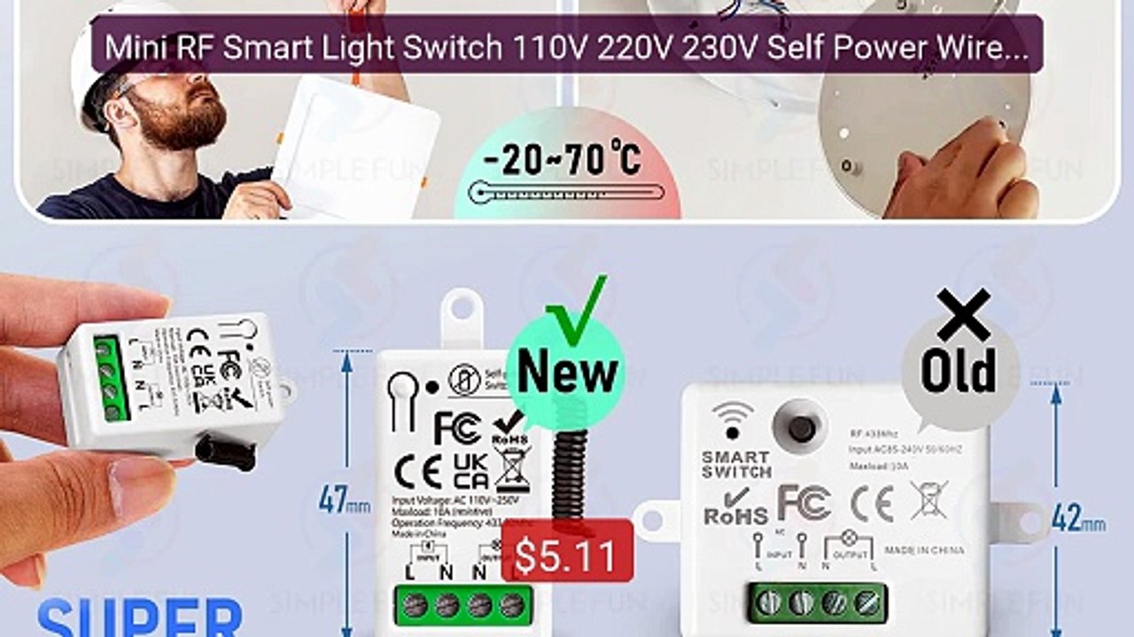 Mini RF Smart Light Switch 110V 220V 230V Self Power Wireless Wall... -- Best Deal 2026 | Shop Now!