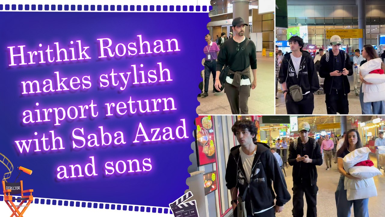 Hrithik Roshan Spotted at Mumbai Airport with Saba Azad, Hrehaan and Hridhaan