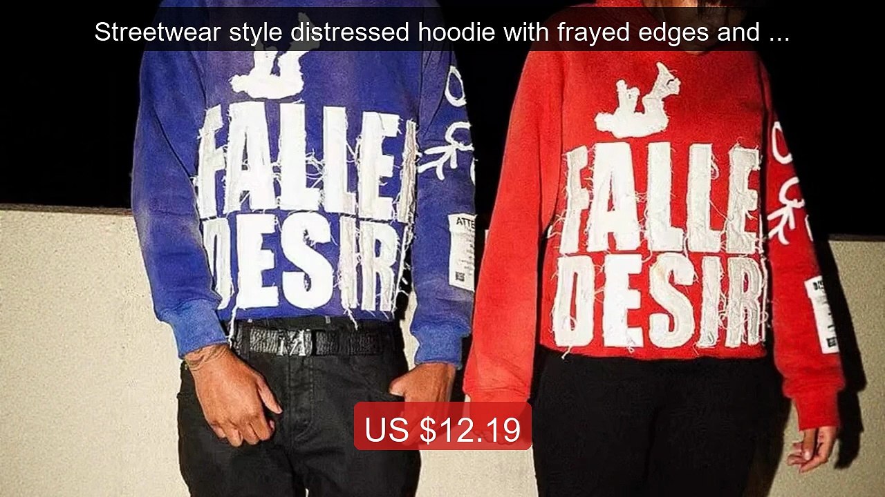Streetwear style distressed hoodie with frayed edges and a "FALLEN ... -- Top Rated 2026 | Buy Now!