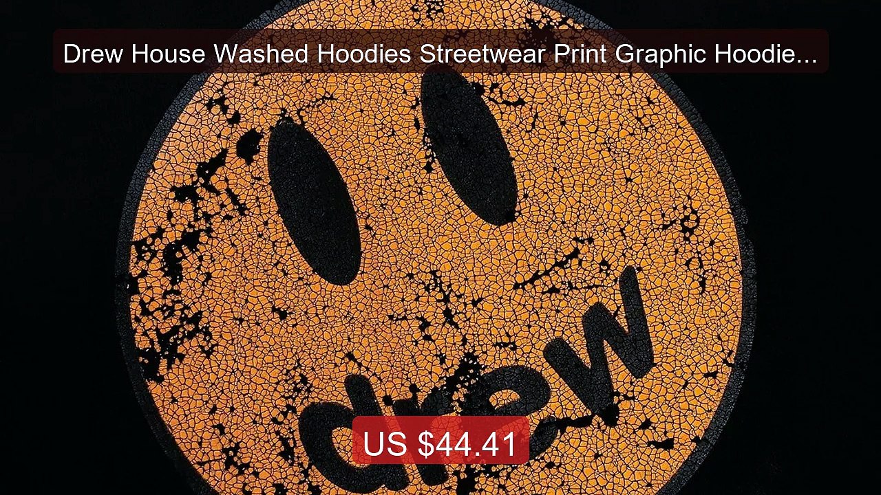 Drew House Washed Hoodies Streetwear Print Graphic Hoodie Men Hip H... -- Top Rated 2026 | Buy Now!