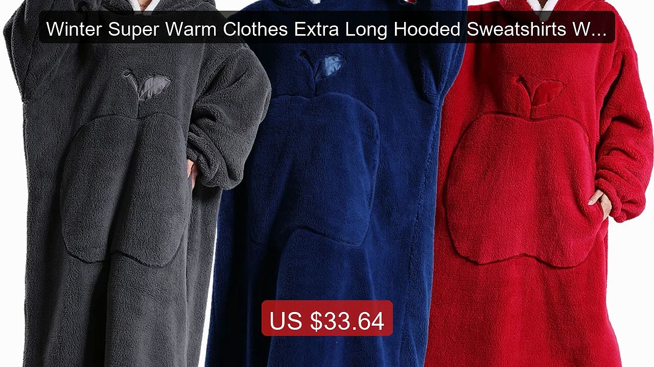 Winter Super Warm Clothes Extra Long Hooded Sweatshirts Women Adul... -- Best Deal 2026 | Shop Now!