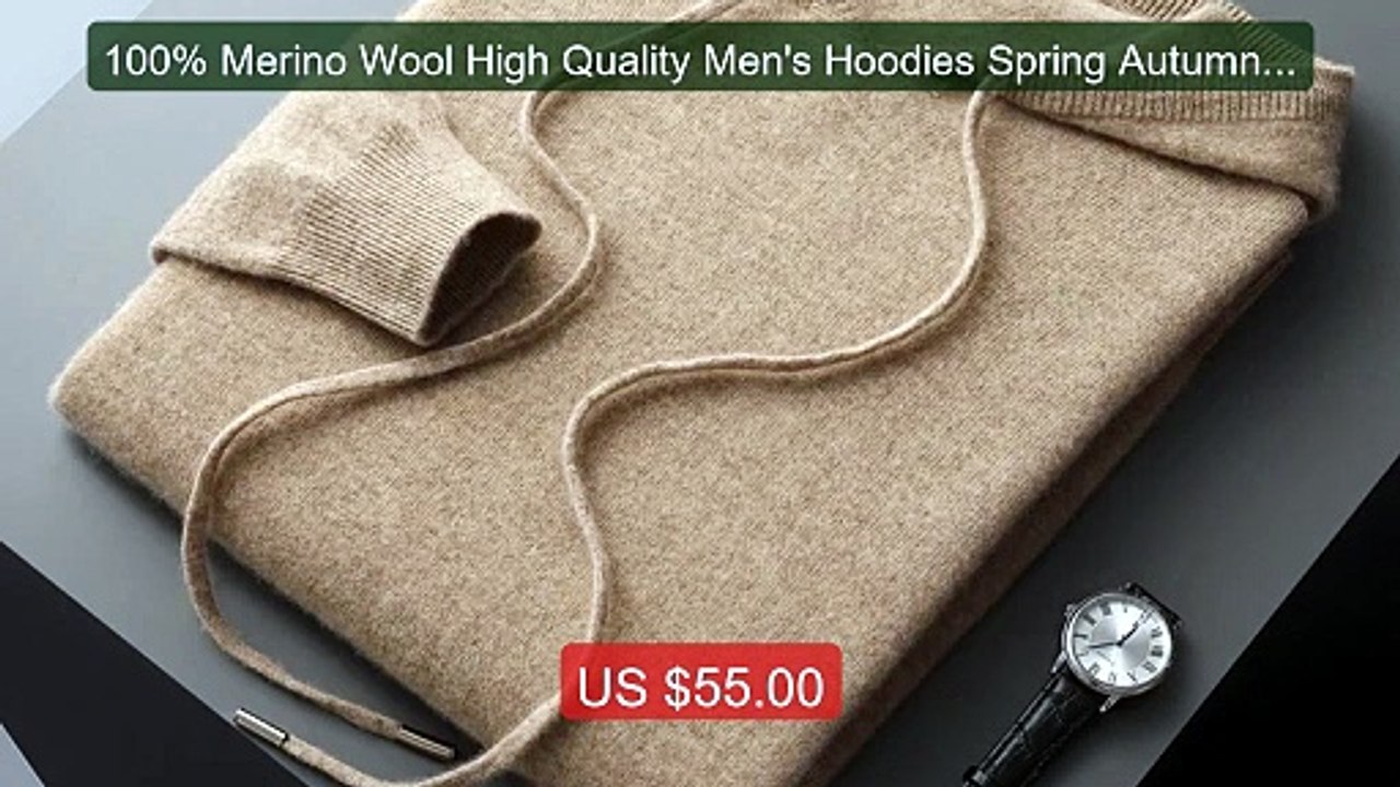 100% Merino Wool High Quality Men's Hoodies Spring Autumn Pullover ... -- Top Rated 2026 | Buy Now!