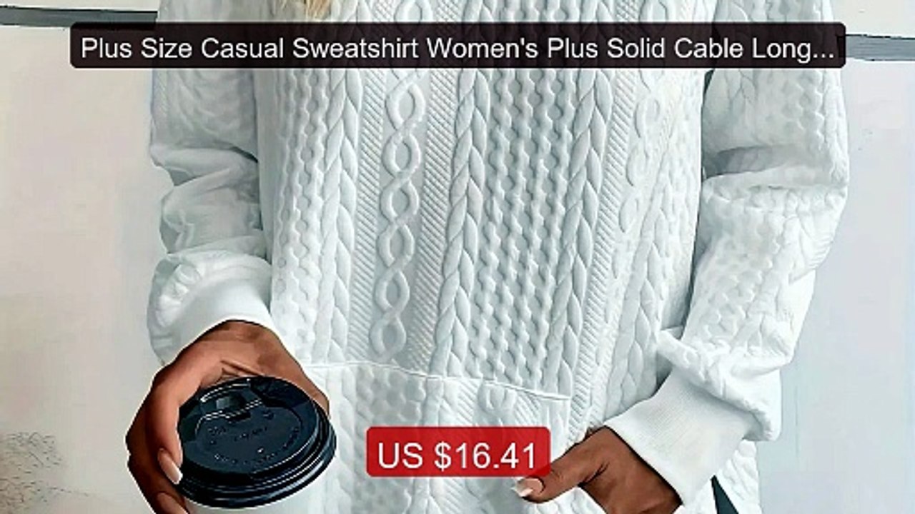 Plus Size Casual Sweatshirt Women's Plus Solid Cable Long Sle... -- Amazing Value 2026 | Must Have!