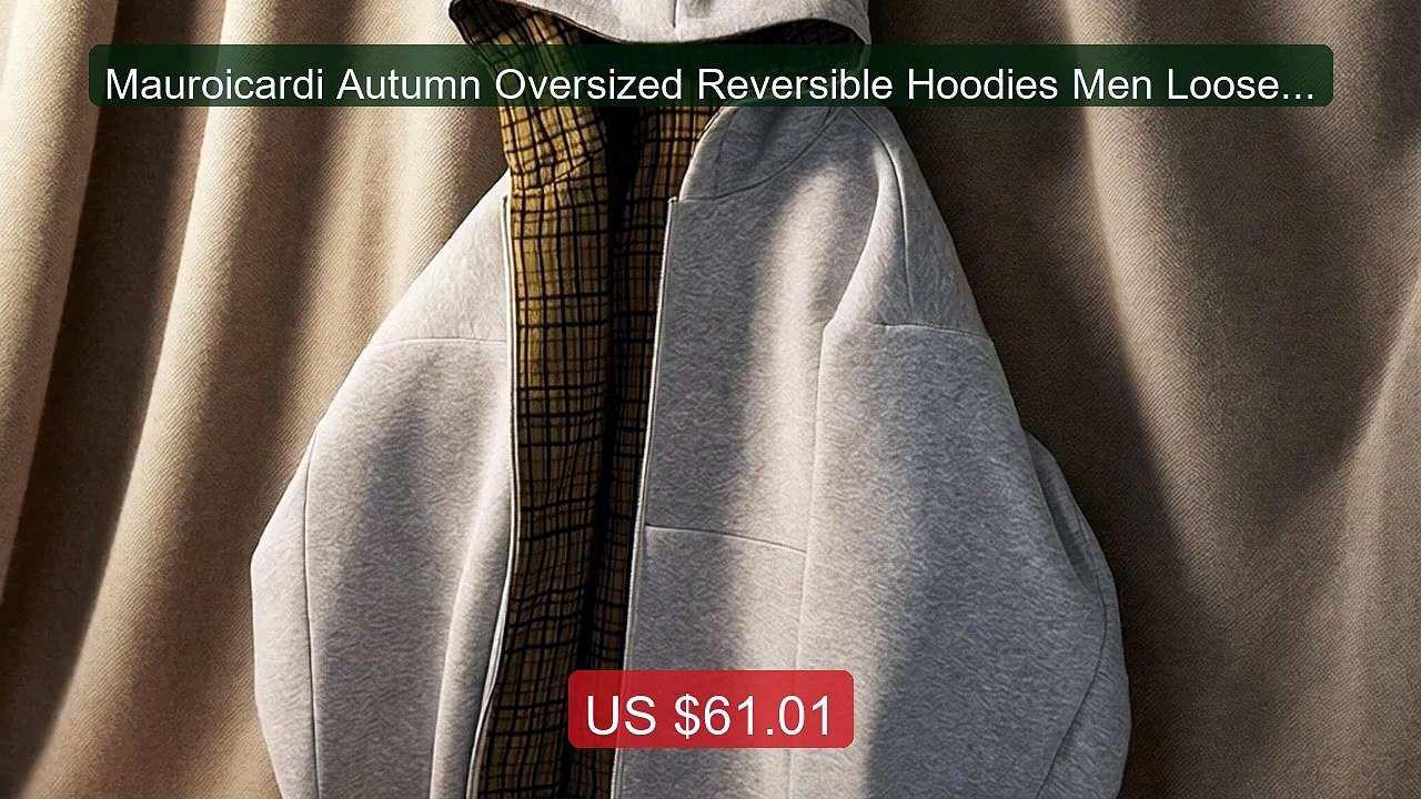 Mauroicardi Autumn Oversized Reversible Hoodies Men Loose Casual L... -- Best Deal 2026 | Shop Now!