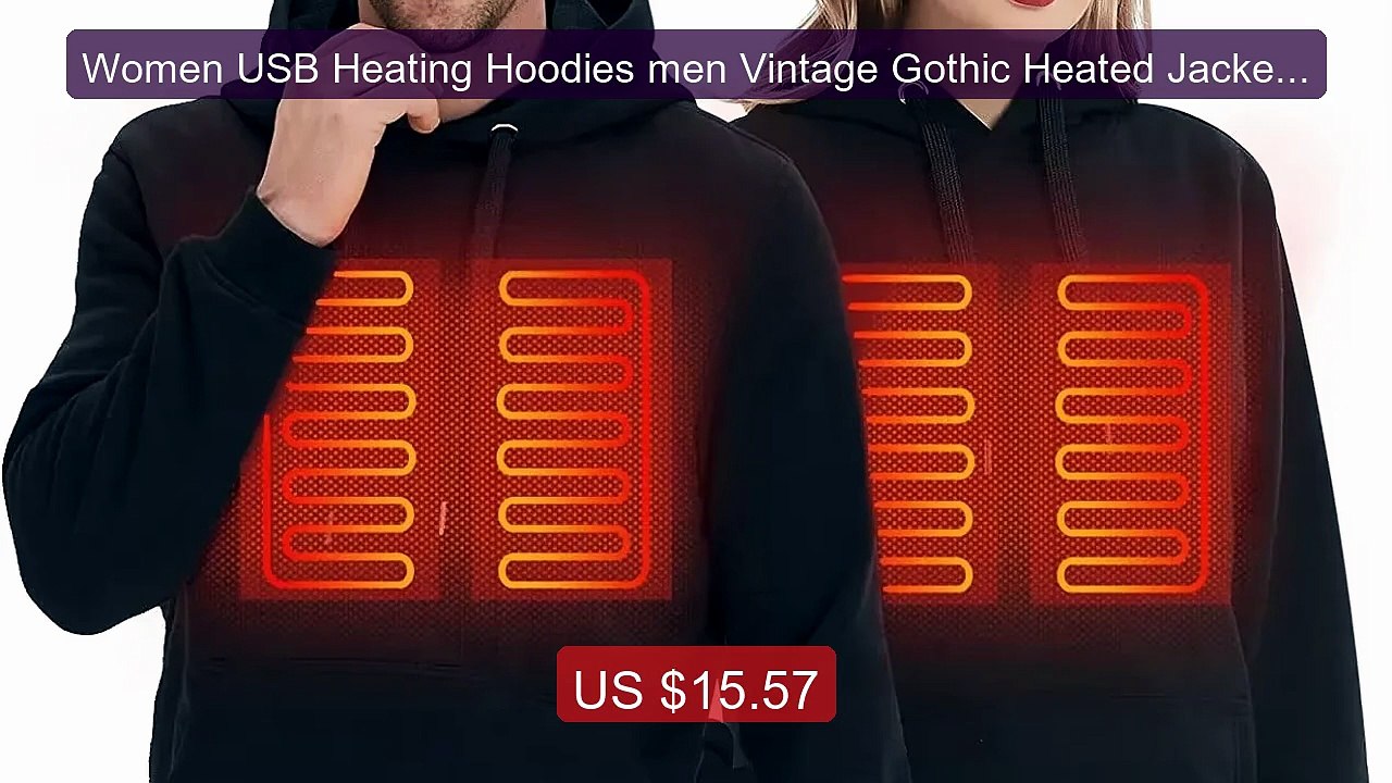 Women USB Heating Hoodies men Vintage Gothic Heated Jacket Lo... -- Amazing Value 2026 | Must Have!