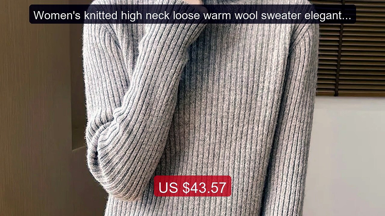 Women's knitted high neck loose warm wool sweater elegant and fashi... -- Top Rated 2026 | Buy Now!