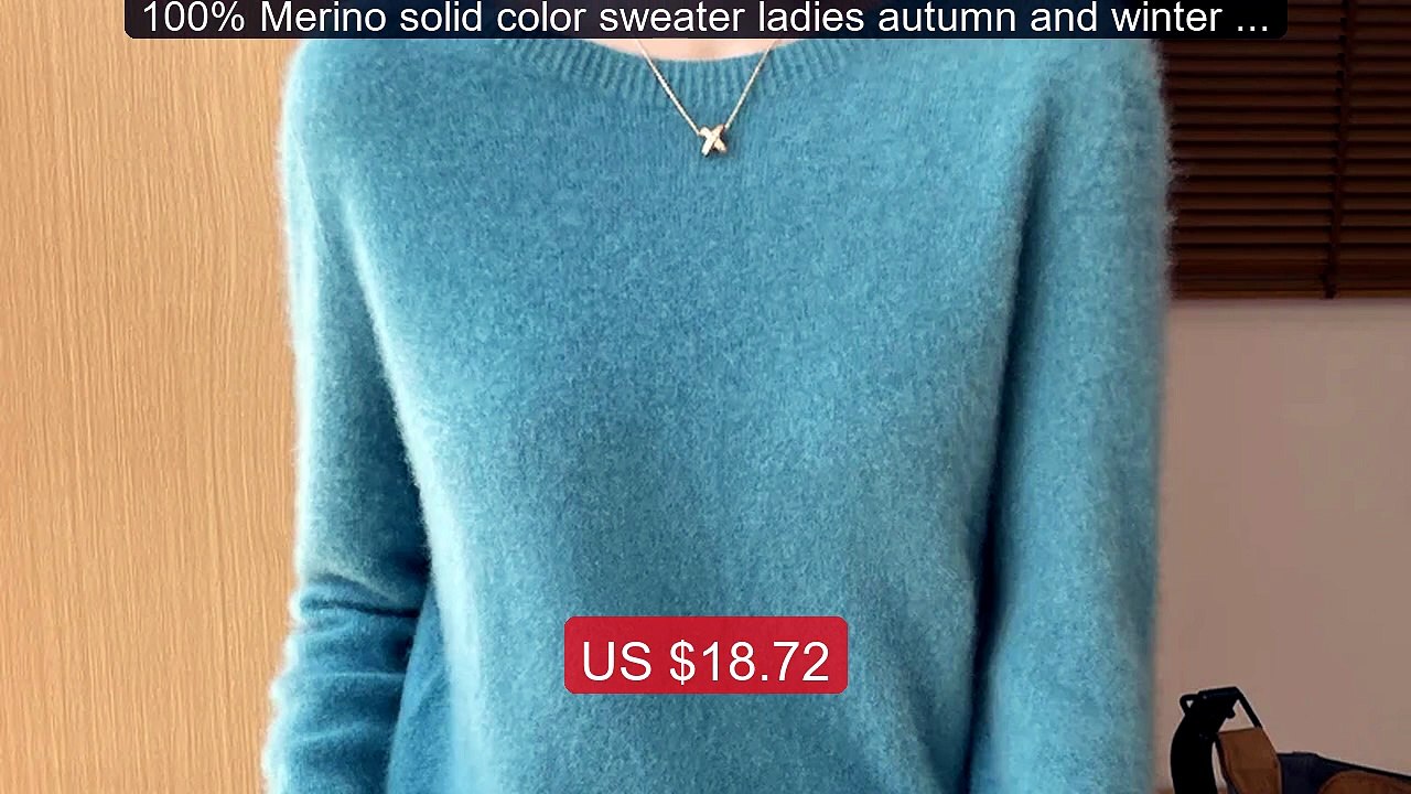 100% Merino solid color sweater ladies autumn and winter new solid... -- Best Deal 2026 | Shop Now!