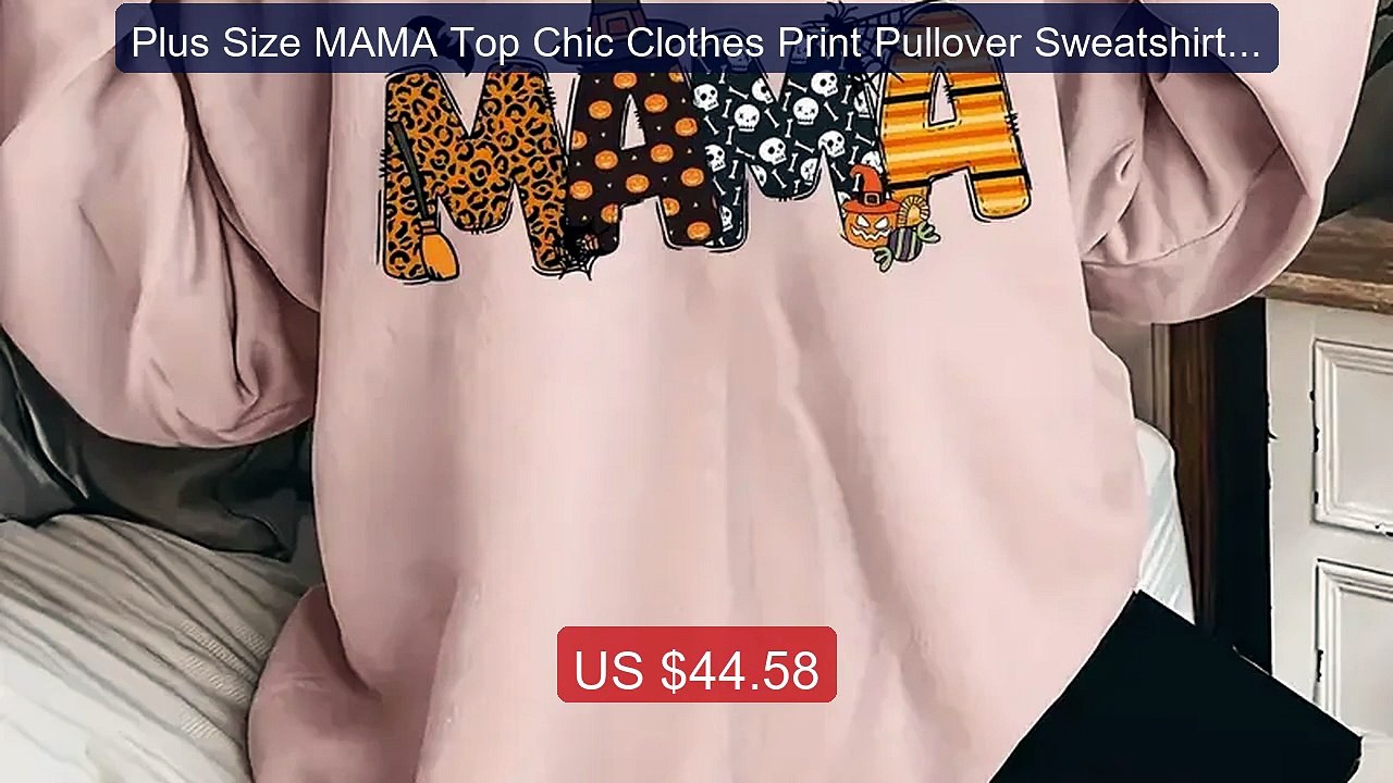Plus Size MAMA Top Chic Clothes Print Pullover Sweatshirt Casual Cr... -- Top Rated 2026 | Buy Now!