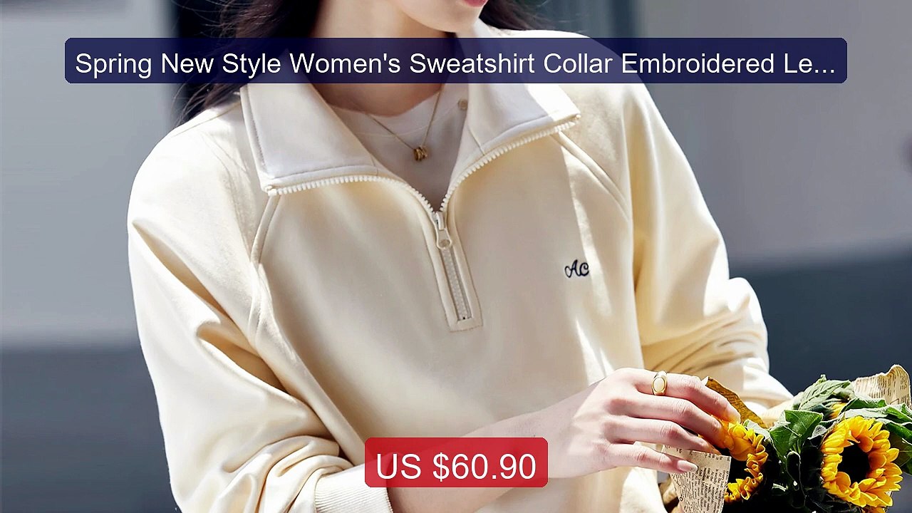 Spring New Style Women's Sweatshirt Collar Embroidered Letter Long ... -- Top Rated 2026 | Buy Now!