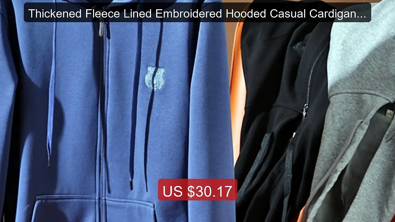 Thickened Fleece Lined Embroidered Hooded Casual Cardigan Sweatshi... -- Best Deal 2026 | Shop Now!