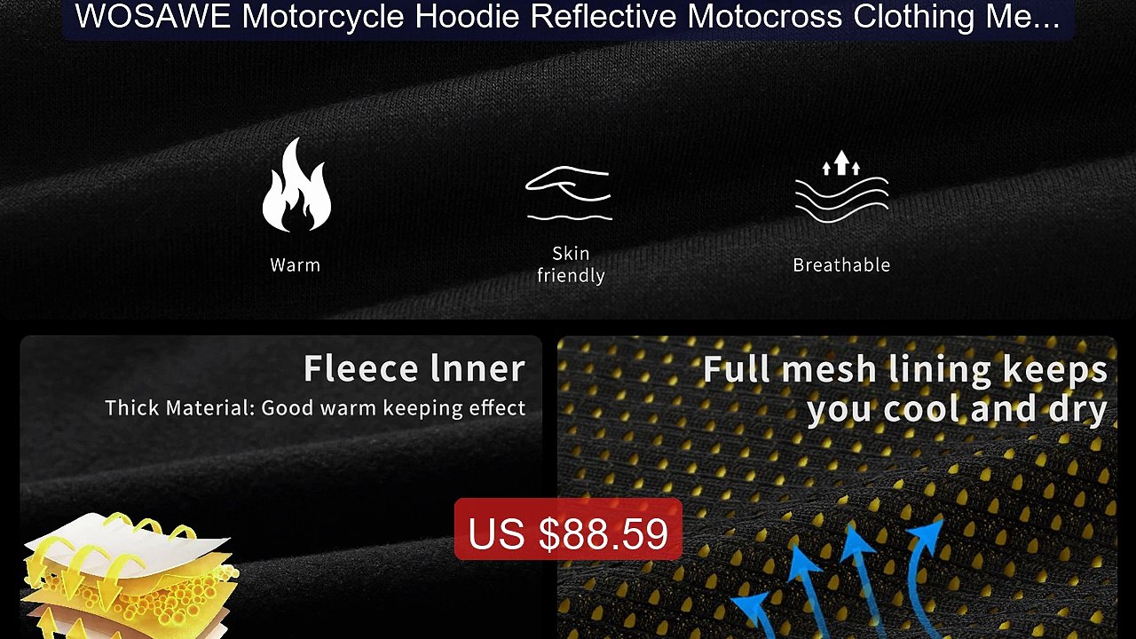 WOSAWE Motorcycle Hoodie Reflective Motocross Clothing Men Motorcyc... -- Top Rated 2026 | Buy Now!