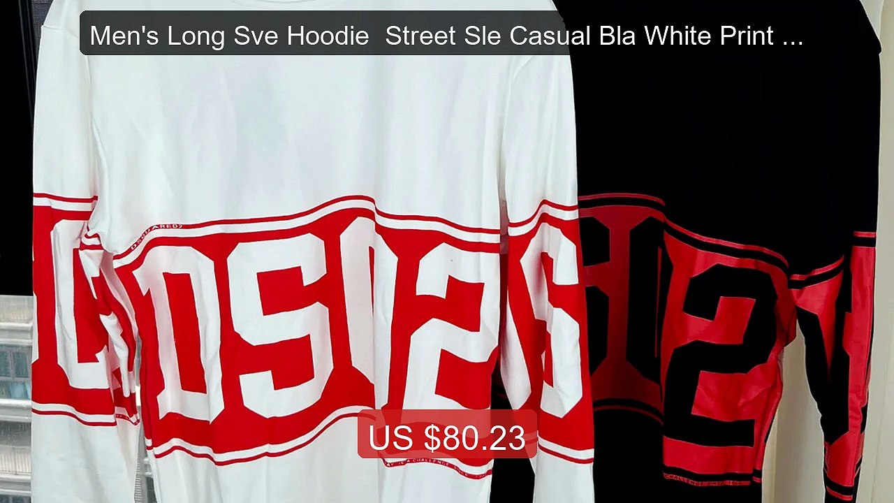 Men's Long Sve Hoodie  Street Sle Casual Bla White Print Sprin... -- Best Buy 2026 | Great Quality!