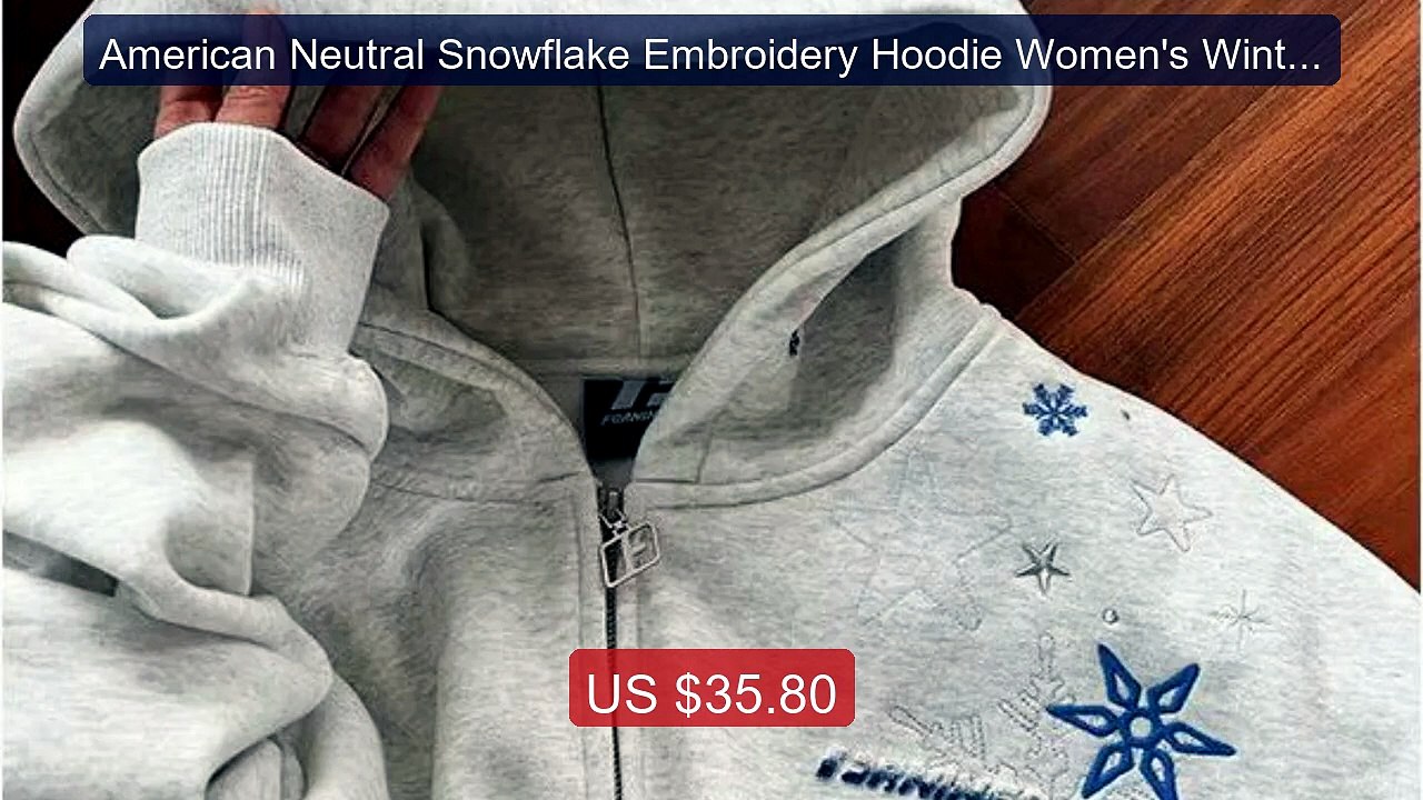 American Neutral Snowflake Embroidery Hoodie Women's Winter Ne... -- Hot Deal 2026 | Limited Offer!
