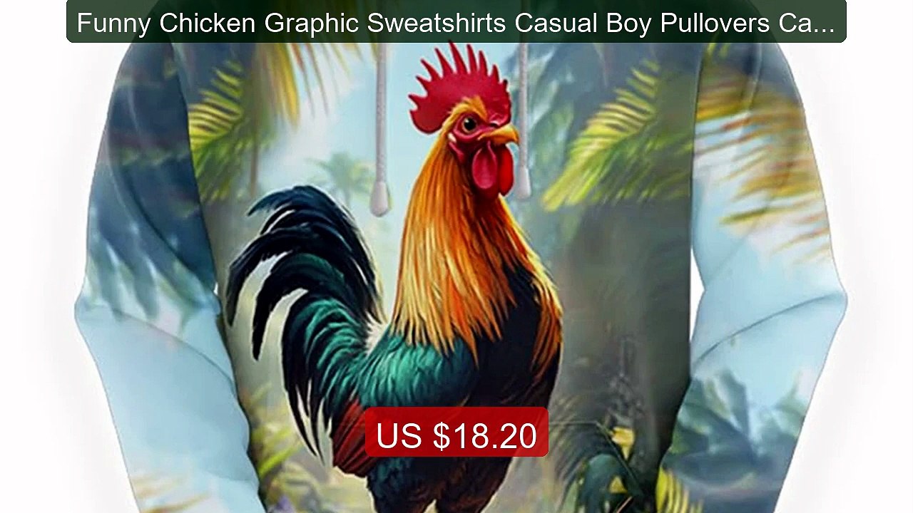 Funny Chicken Graphic Sweatshirts Casual Boy Pullovers Cart... -- Top Pick 2026 | Unbeatable Price!