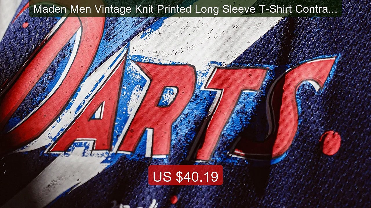 Maden Men Vintage Knit Printed Long Sleeve T-Shirt Contrast... -- Top Pick 2026 | Unbeatable Price!
