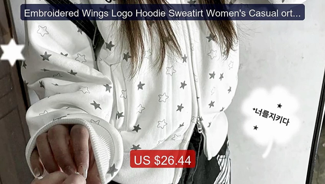 Embroidered Wings Logo Hoodie Sweatirt Women's Casual ort Zipper Ja... -- Top Rated 2026 | Buy Now!