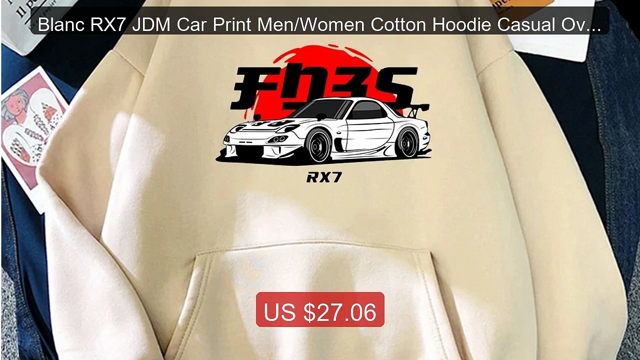 Blanc RX7 JDM Car Print Men/Women Cotton Hoodie Casual Oversiz... -- Best Buy 2026 | Great Quality!