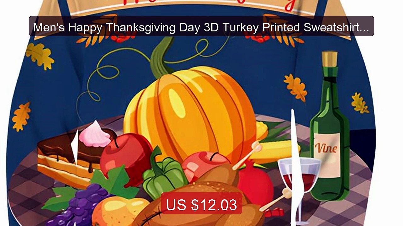 Men's Happy Thanksgiving Day 3D Turkey Printed Sweatshirt Lon... -- Amazing Value 2026 | Must Have!