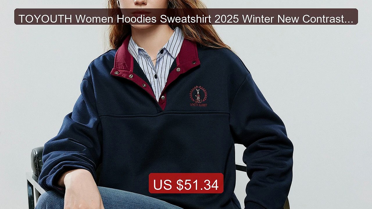 TOYOUTH Women Hoodies Sweatshirt 2025 Winter New Contrast Color Sn... -- Best Deal 2026 | Shop Now!