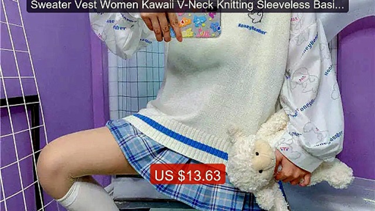 Sweater Vest Women Kawaii V-Neck Knitting Sleeveless Basic Ca... -- Amazing Value 2026 | Must Have!