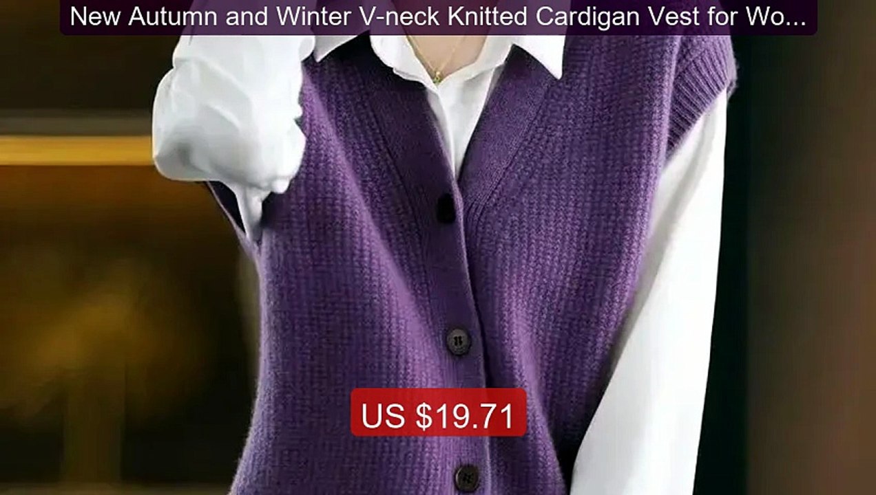 New Autumn and Winter V-neck Knitted Cardigan Vest for Women Korea... -- Best Deal 2026 | Shop Now!