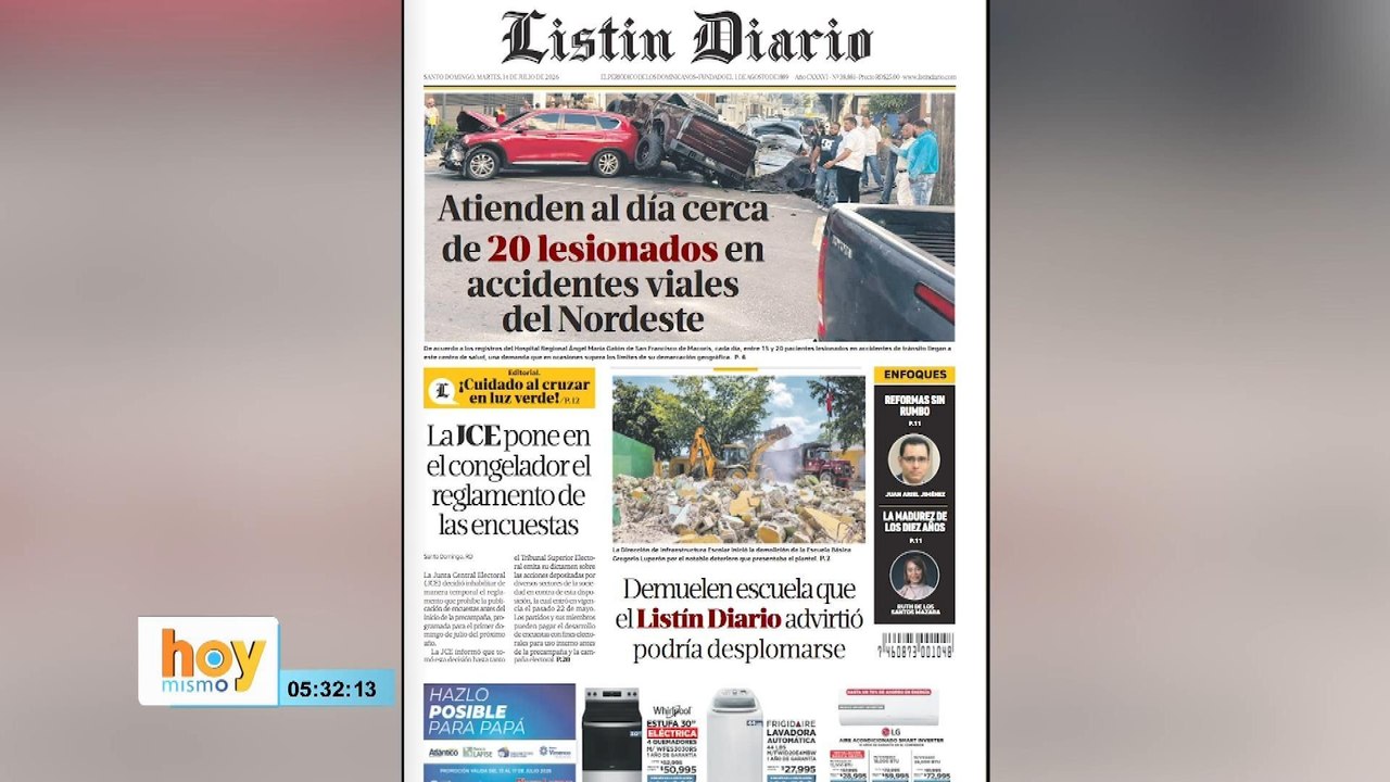Titulares prensa dominicana martes 14 de julio 2026 | Hoy Mismo