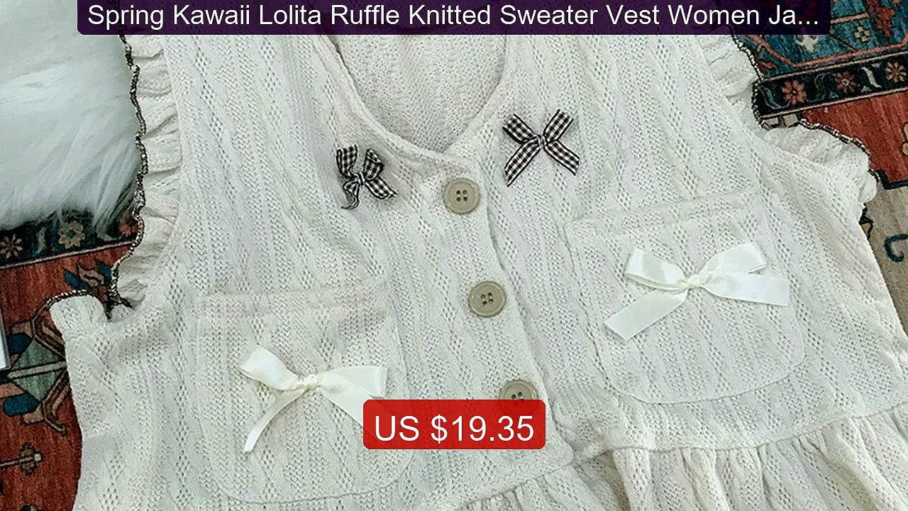 Spring Kawaii Lolita Ruffle Knitted Sweater Vest Women Japanes... -- Best Buy 2026 | Great Quality!