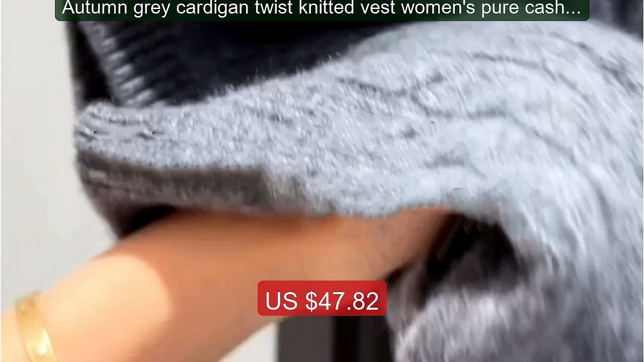 Autumn grey cardigan twist knitted vest women's pure cashmere ... -- Hot Deal 2026 | Limited Offer!