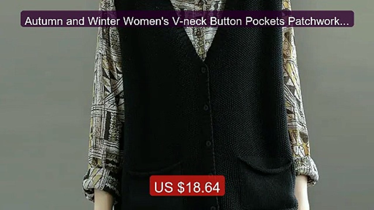 Autumn and Winter Women's V-neck Button Pockets Patchwork Solid Loo... -- Top Rated 2026 | Buy Now!
