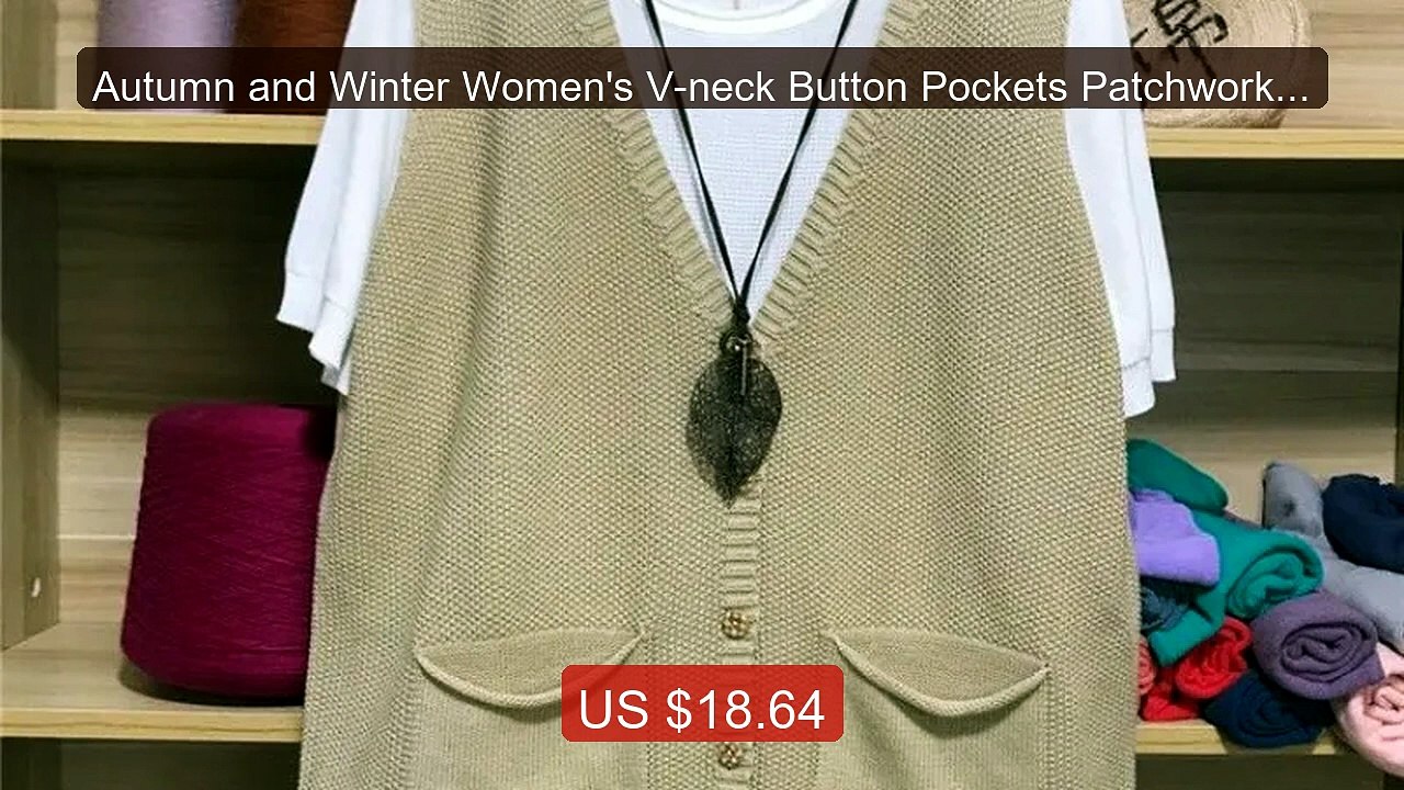 Autumn and Winter Women's V-neck Button Pockets Patchwork Solid Loo... -- Top Rated 2026 | Buy Now!
