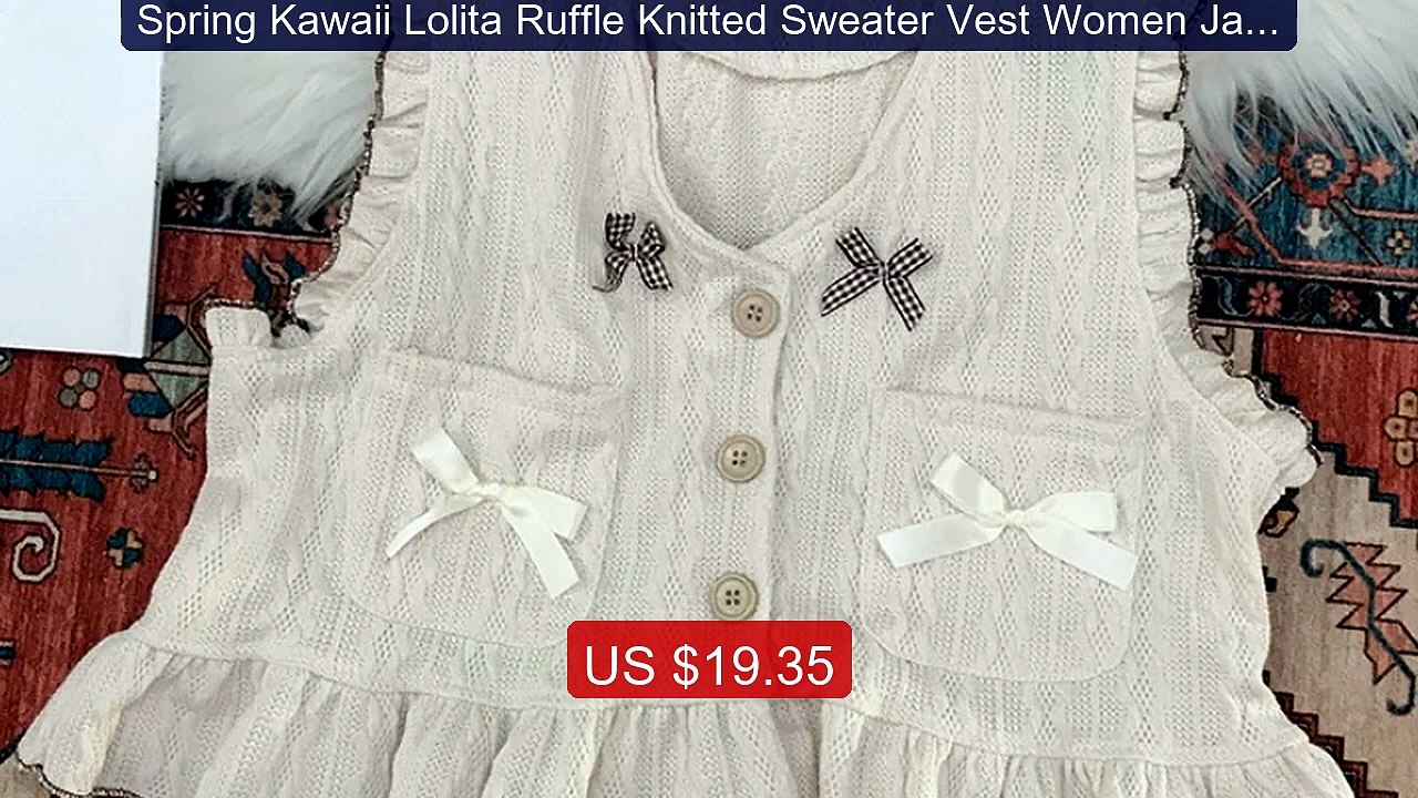 Spring Kawaii Lolita Ruffle Knitted Sweater Vest Women Japanes... -- Hot Deal 2026 | Limited Offer!