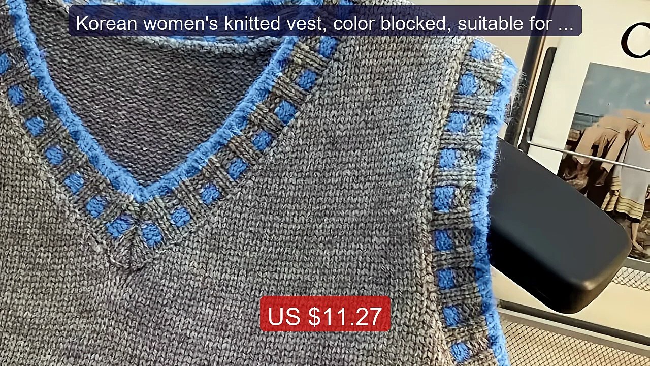 Korean women's knitted vest, color blocked, suitable for layered w... -- Best Deal 2026 | Shop Now!