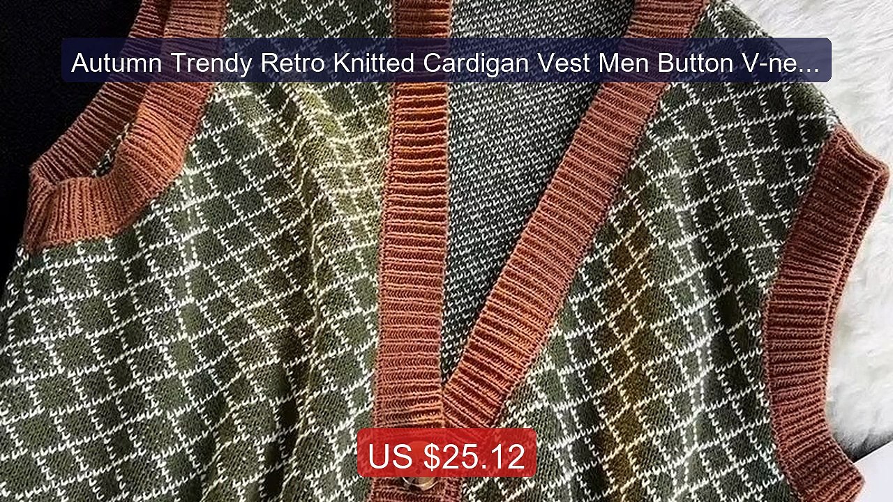 Autumn Trendy Retro Knitted Cardigan Vest Men Button V-neck N... -- Amazing Value 2026 | Must Have!
