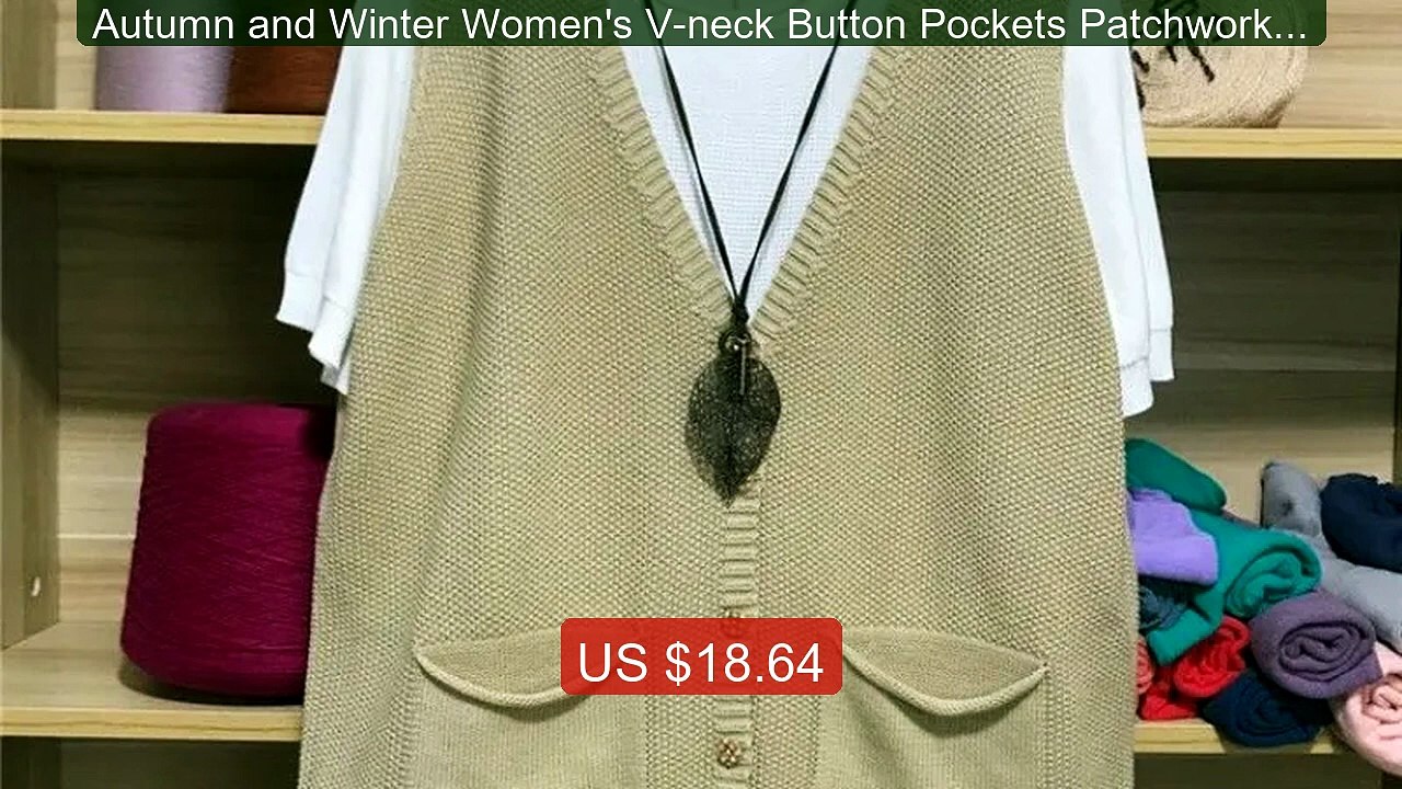 Autumn and Winter Women's V-neck Button Pockets Patchwork Solid Loo... -- Top Rated 2026 | Buy Now!