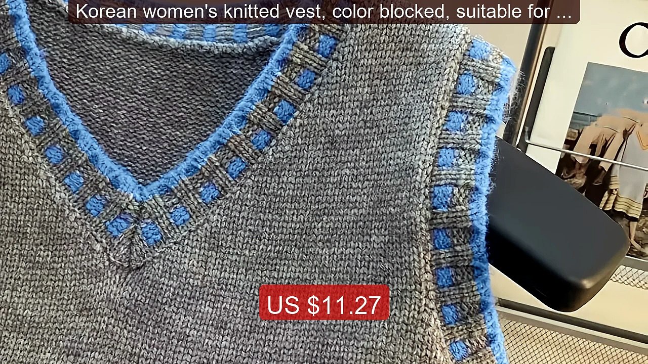 Korean women's knitted vest, color blocked, suitable for laye... -- Amazing Value 2026 | Must Have!