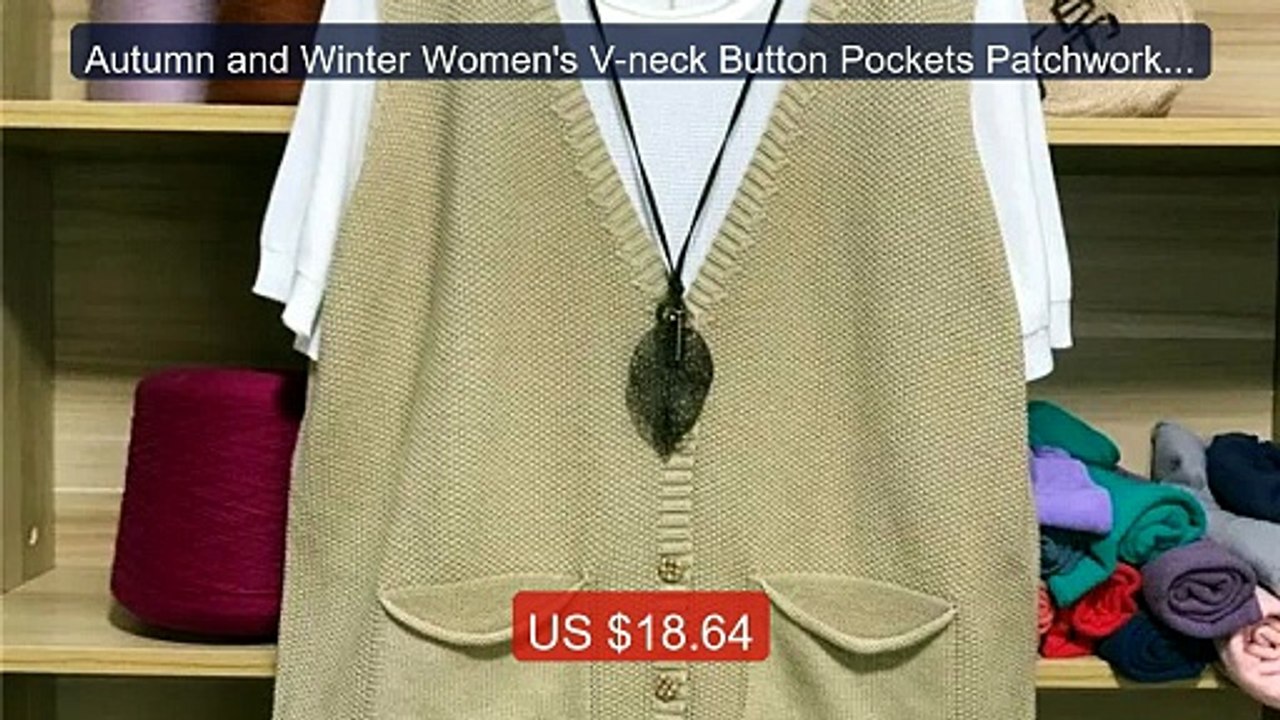 Autumn and Winter Women's V-neck Button Pockets Patchwork Solid Lo... -- Best Deal 2026 | Shop Now!