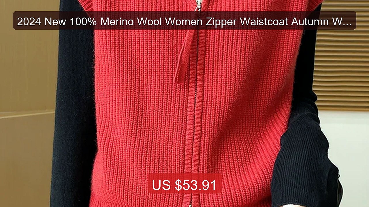 2024 New 100% Merino Wool Women Zipper Waistcoat Autumn Winter Mock... -- Top Rated 2026 | Buy Now!