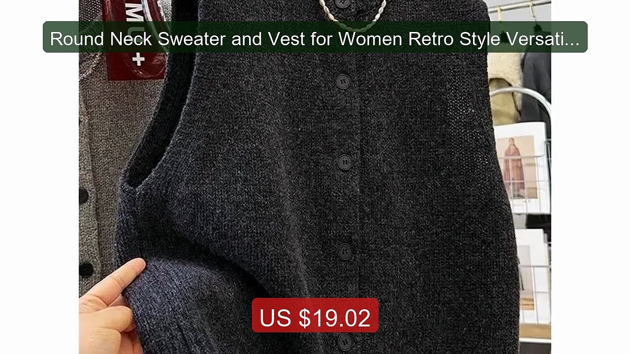 Round Neck Sweater and Vest for Women Retro Style Versatile... -- Top Pick 2026 | Unbeatable Price!