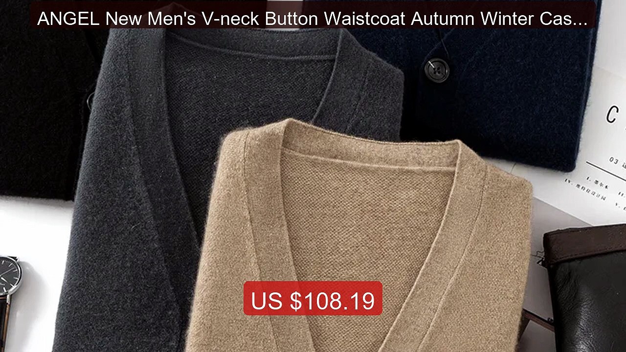ANGEL New Men's V-neck Button Waistcoat Autumn Winter Cashmer... -- Amazing Value 2026 | Must Have!