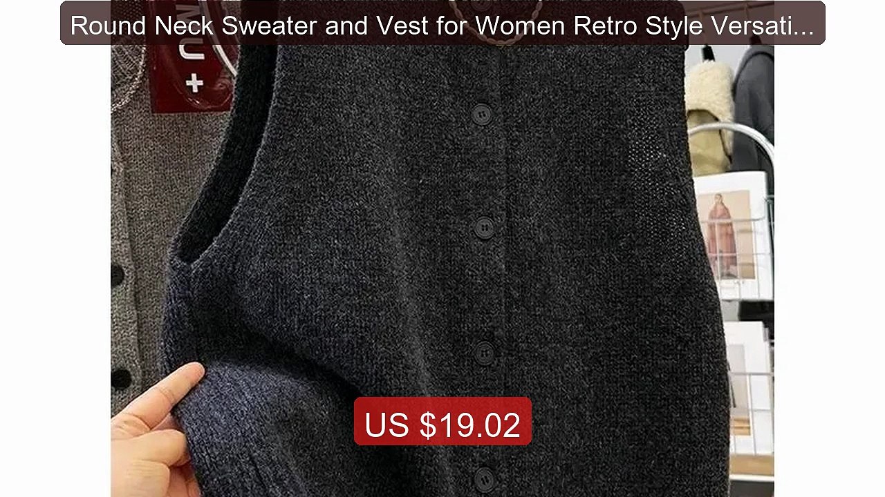 Round Neck Sweater and Vest for Women Retro Style Versatile... -- Top Pick 2026 | Unbeatable Price!