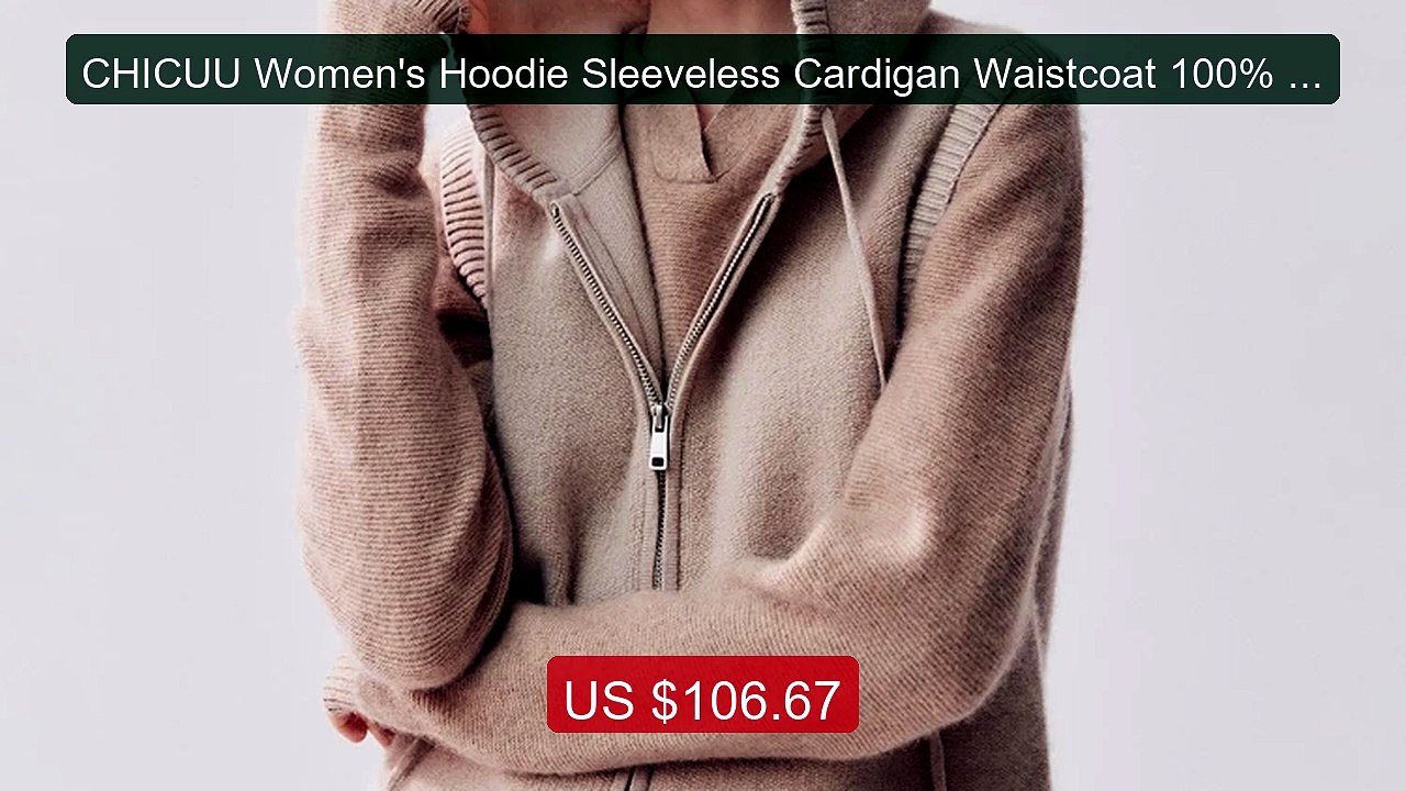 CHICUU Women's Hoodie Sleeveless Cardigan Waistcoat 100% Cashmere S... -- Top Rated 2026 | Buy Now!