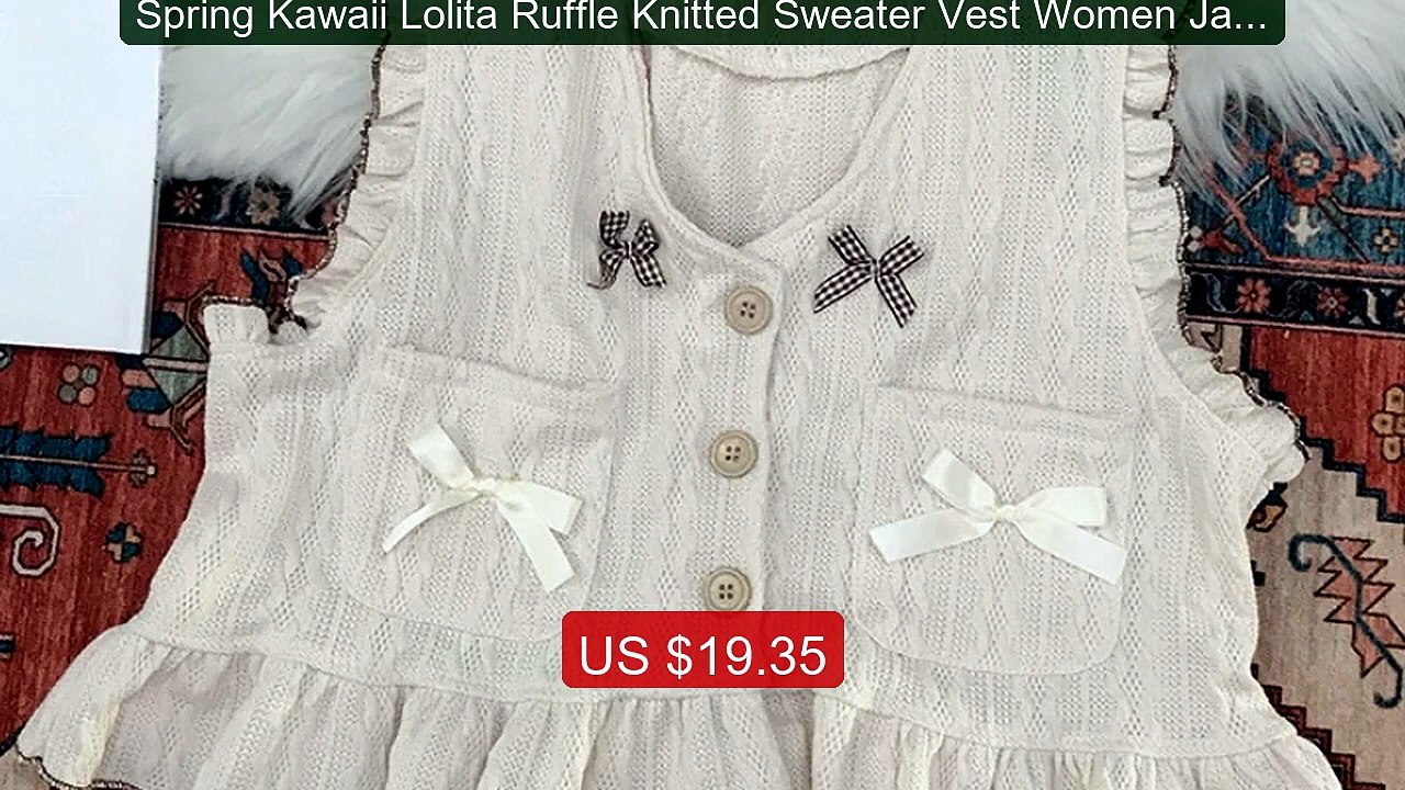 Spring Kawaii Lolita Ruffle Knitted Sweater Vest Women Japane... -- Amazing Value 2026 | Must Have!