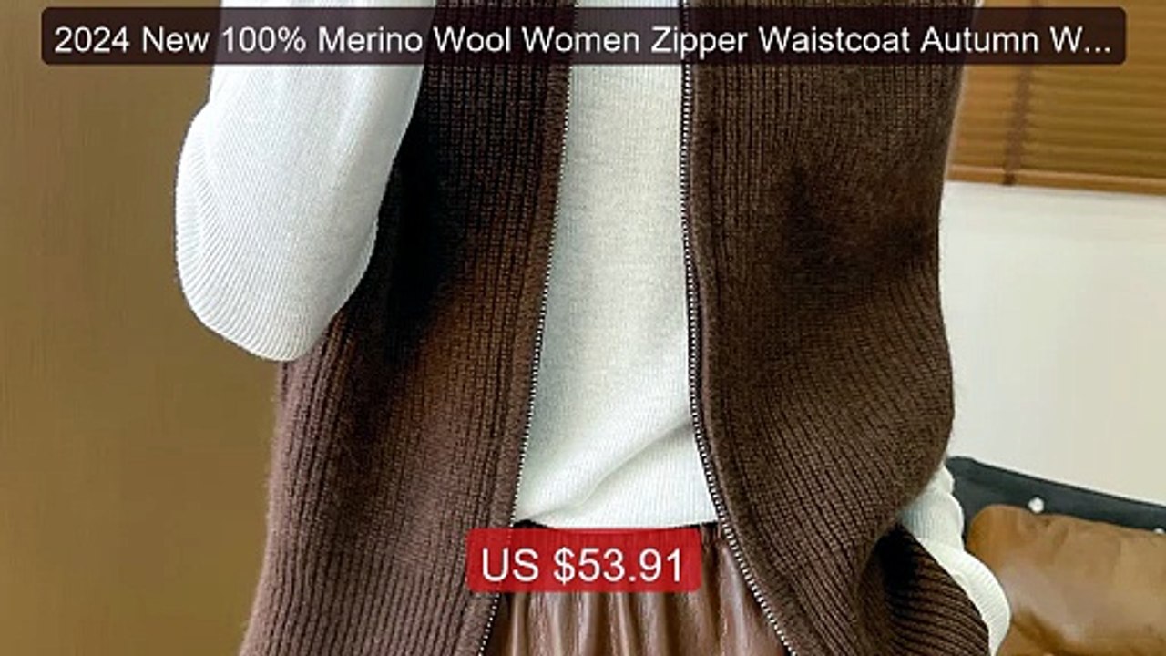 2024 New 100% Merino Wool Women Zipper Waistcoat Autumn Win... -- Top Pick 2026 | Unbeatable Price!