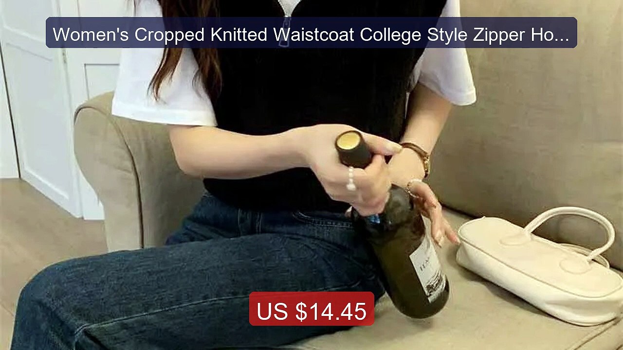 Women's Cropped Knitted Waistcoat College Style Zipper Hood... -- Top Pick 2026 | Unbeatable Price!
