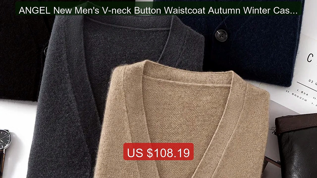 ANGEL New Men's V-neck Button Waistcoat Autumn Winter Cashmere... -- Best Buy 2026 | Great Quality!