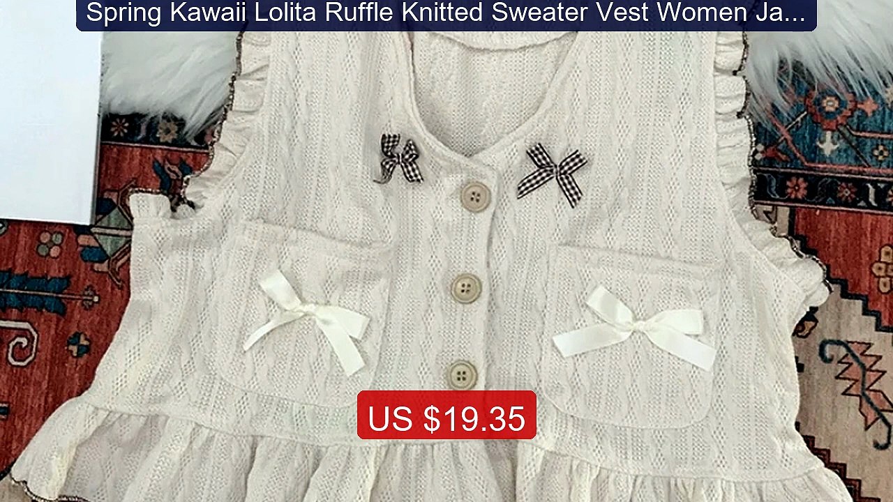 Spring Kawaii Lolita Ruffle Knitted Sweater Vest Women Japanes... -- Hot Deal 2026 | Limited Offer!