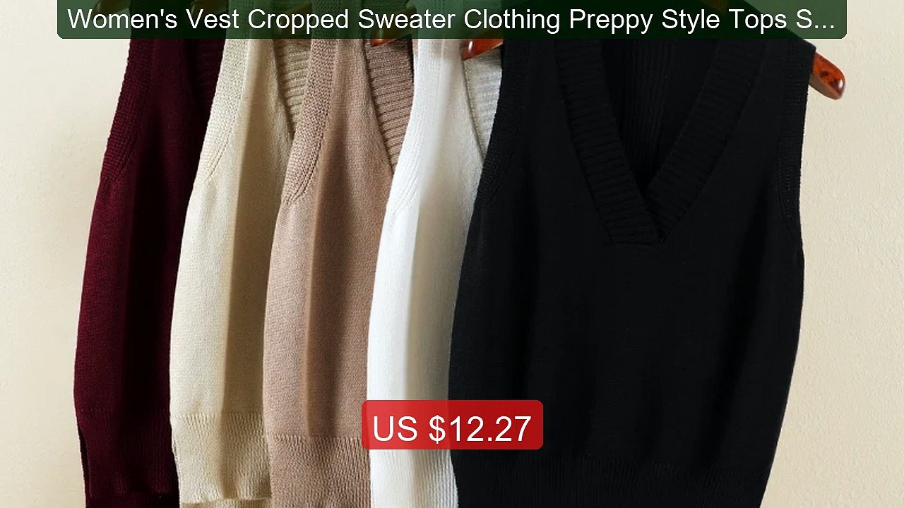 Women's Vest Cropped Sweater Clothing Preppy Style Tops Swe... -- Top Pick 2026 | Unbeatable Price!